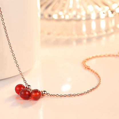 Rockyu アンクレット レディース 18金仕上げ レッドボール付き 細身チェーン 調整可能