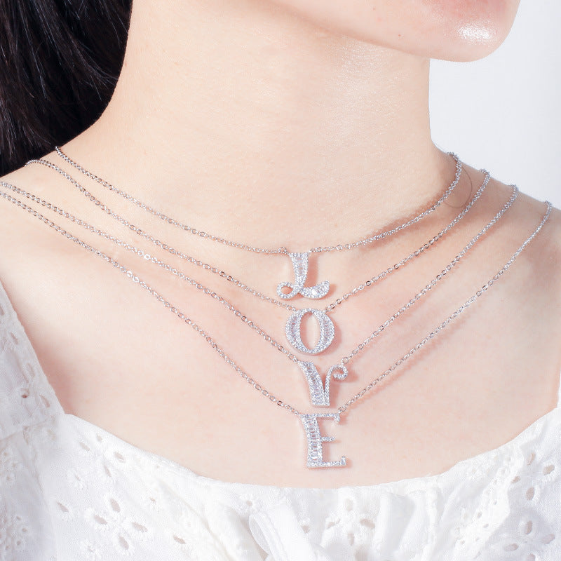 Rockyu アルファベットネックレス レディース シルバー925 ジルコニア A-Z イニシャルペンダント