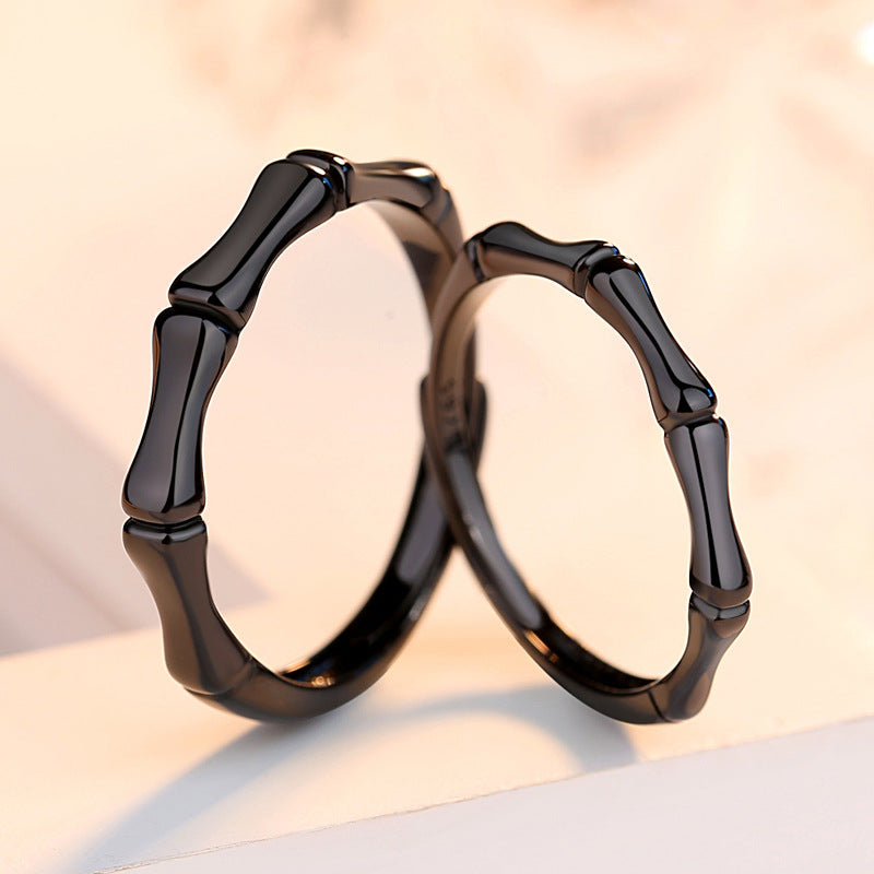 Rockyu 竹モチーフ ペアリング シルバー925 メンズ レディース フリーサイズ 結婚・婚約用