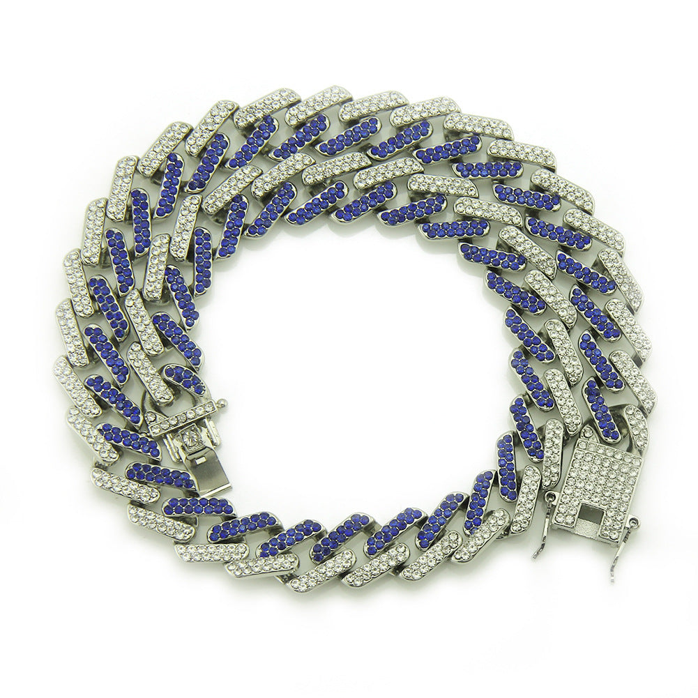 Rockyu ネックレス メンズ 喜平チェーン 13mm ジルコニア 太め マイアミキューバンカラー