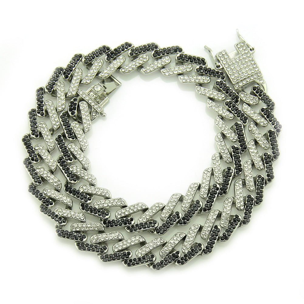 Rockyu ネックレス メンズ 喜平チェーン 13mm ジルコニア 太め マイアミキューバンカラー