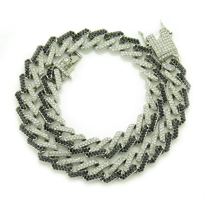 Rockyu ネックレス メンズ 喜平チェーン 13mm ジルコニア 太め マイアミキューバンカラー