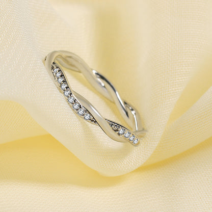 Rockyu ひねりデザイン ジルコニアリング 3色セット レディース 細身 ステンレス アレルギー対応