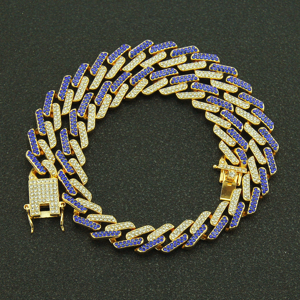 Rockyu ネックレス メンズ 喜平チェーン 13mm ジルコニア 太め マイアミキューバンカラー