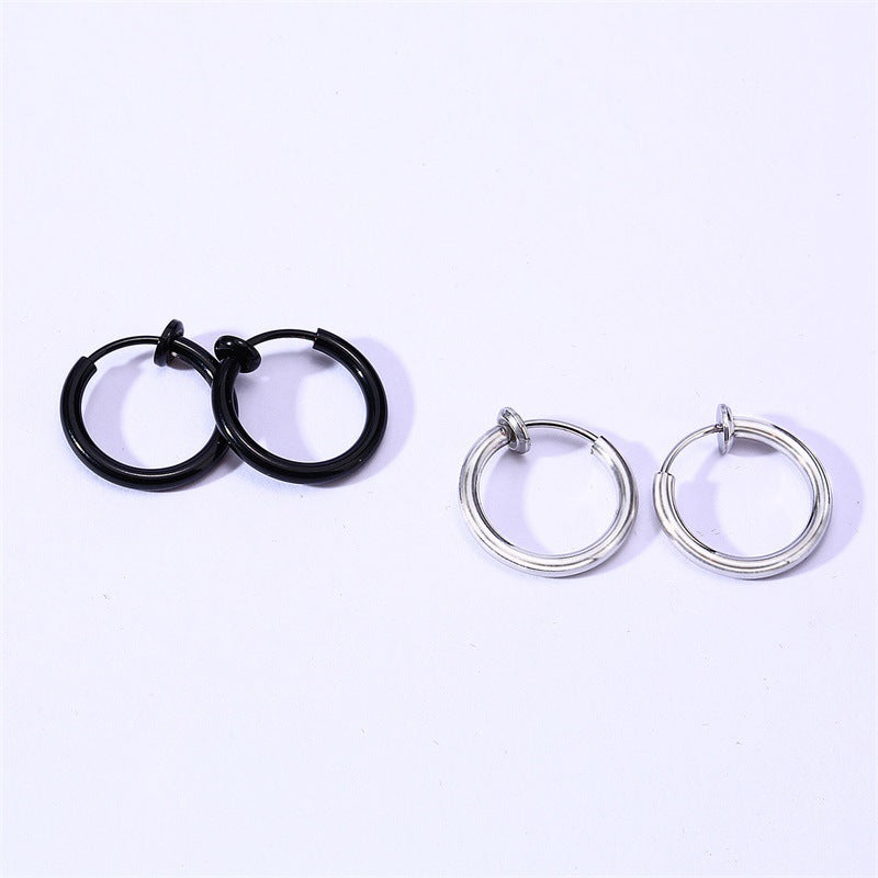 Rockyu フェイクピアス サージカルステンレス製 リングデザイン 両耳用 金属アレルギー対応