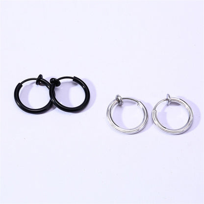 Rockyu フェイクピアス サージカルステンレス製 リングデザイン 両耳用 金属アレルギー対応