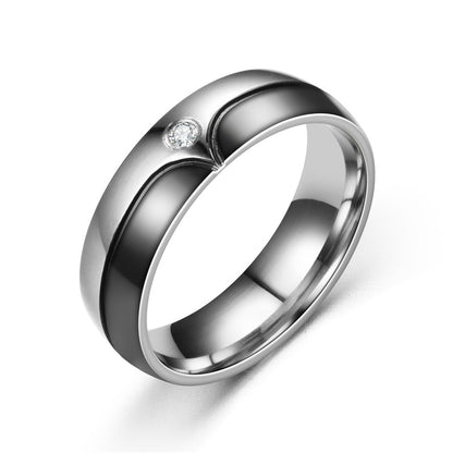 Rockyu ペアリング チタン製リング ジルコニア 一粒ダイヤ風 おしゃれ結婚指輪