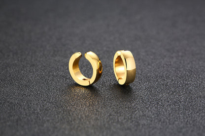 Rockyu メンズレディース兼用 フープピアス ステンレス製 シンプルデザイン 金属アレルギー対応 ブラック ゴールド シルバー