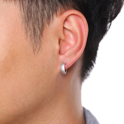 Rockyu メンズレディース兼用 フープピアス ステンレス製 シンプルデザイン 金属アレルギー対応 ブラック ゴールド シルバー