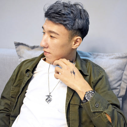 Rockyu ネックレス メンズ クロス スネーク アンティーク ステンレス