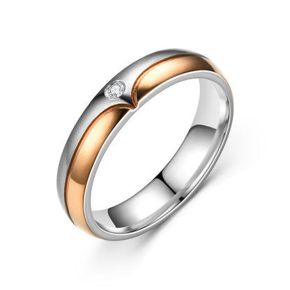 Rockyu ペアリング チタン製リング ジルコニア 一粒ダイヤ風 おしゃれ結婚指輪