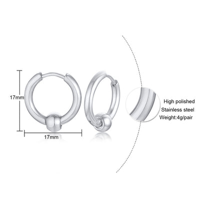 Rockyu メンズピアス フープ 両耳用 17mm リングピアス ステンレス製 シンプル 金属アレルギー対応