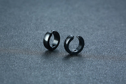 Rockyu メンズレディース兼用 フープピアス ステンレス製 シンプルデザイン 金属アレルギー対応 ブラック ゴールド シルバー