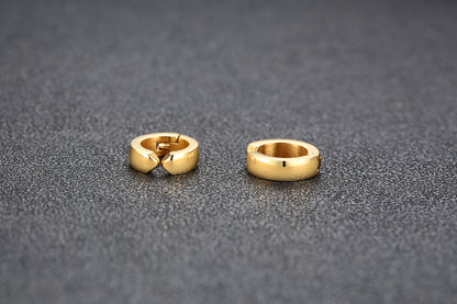 Rockyu メンズレディース兼用 フープピアス ステンレス製 シンプルデザイン 金属アレルギー対応 ブラック ゴールド シルバー