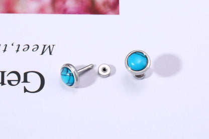 Rockyu ステンレスピアス レディース メンズ 両用 シンプル ラウンドスタッド 金属アレルギー対応 6色展開