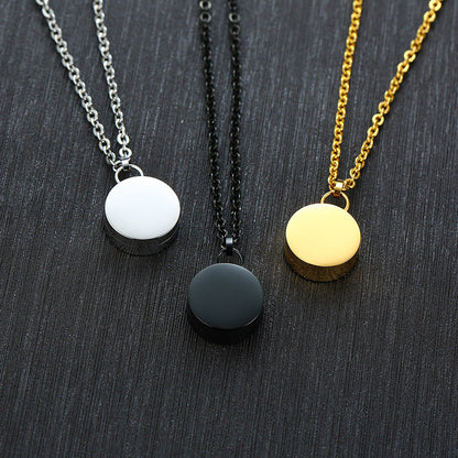 Rockyu サークル型メモリアルネックレス メンズ ステンレス製 遺骨カプセル ロング60cmチェーン