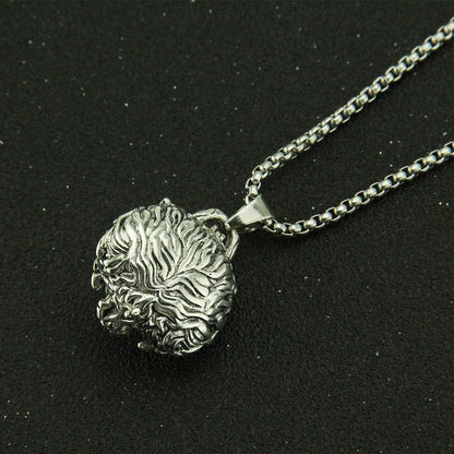 Rockyu ネックレス メンズ タイガーヘッド シルバー合金 ステンレスチェーン