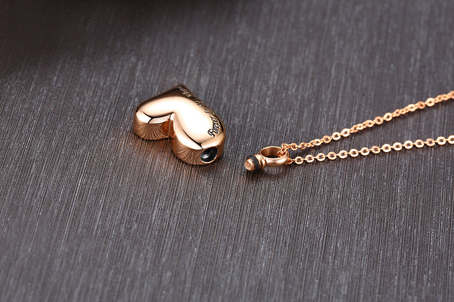 Rockyu ハート型メモリアルネックレス ステンレス製 刻印入り 遺骨ペンダント 50cmチェーン