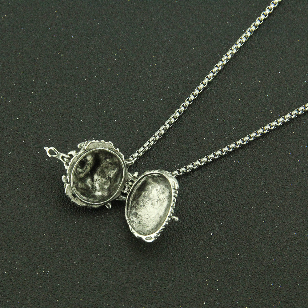 Rockyu ネックレス メンズ タイガーヘッド シルバー合金 ステンレスチェーン