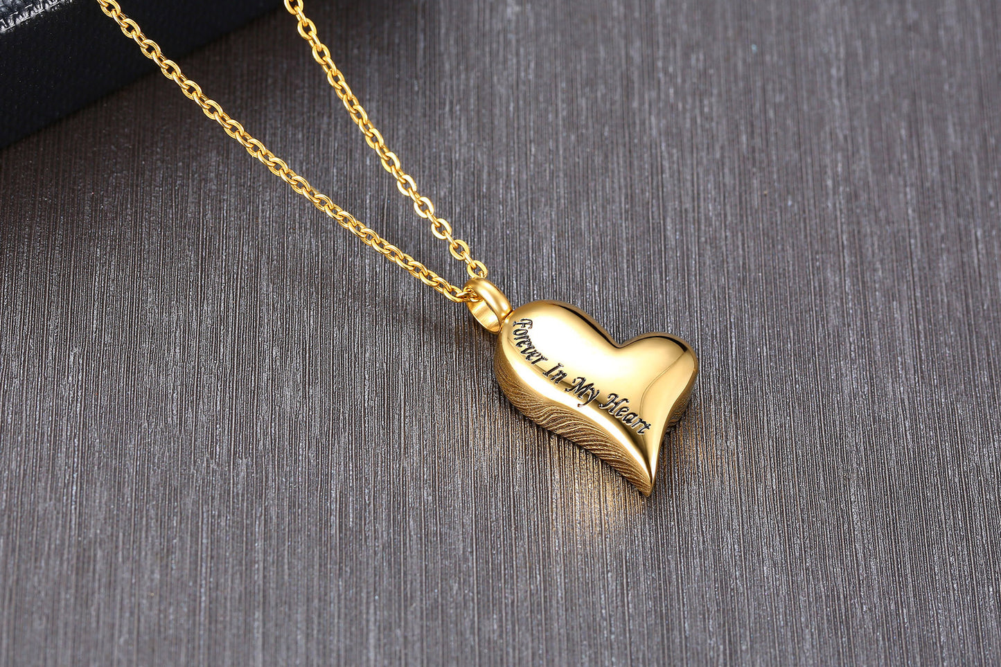 Rockyu ハート型メモリアルネックレス ステンレス製 刻印入り 遺骨ペンダント 50cmチェーン