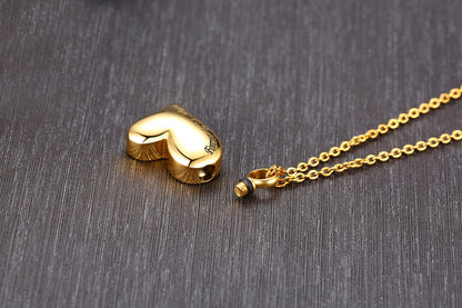 Rockyu ハート型メモリアルネックレス ステンレス製 刻印入り 遺骨ペンダント 50cmチェーン