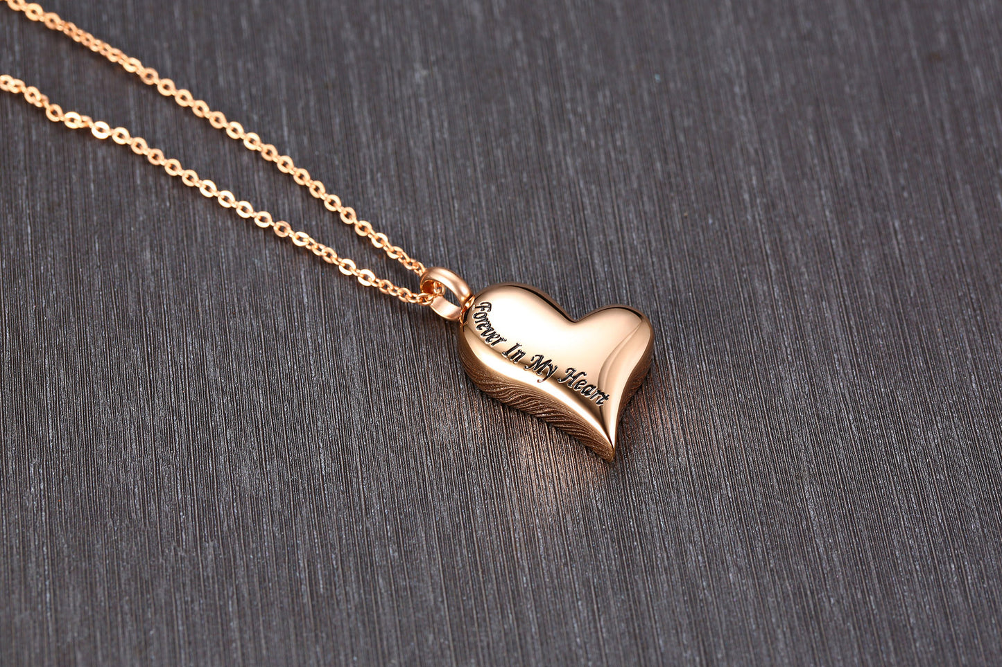Rockyu ハート型メモリアルネックレス ステンレス製 刻印入り 遺骨ペンダント 50cmチェーン