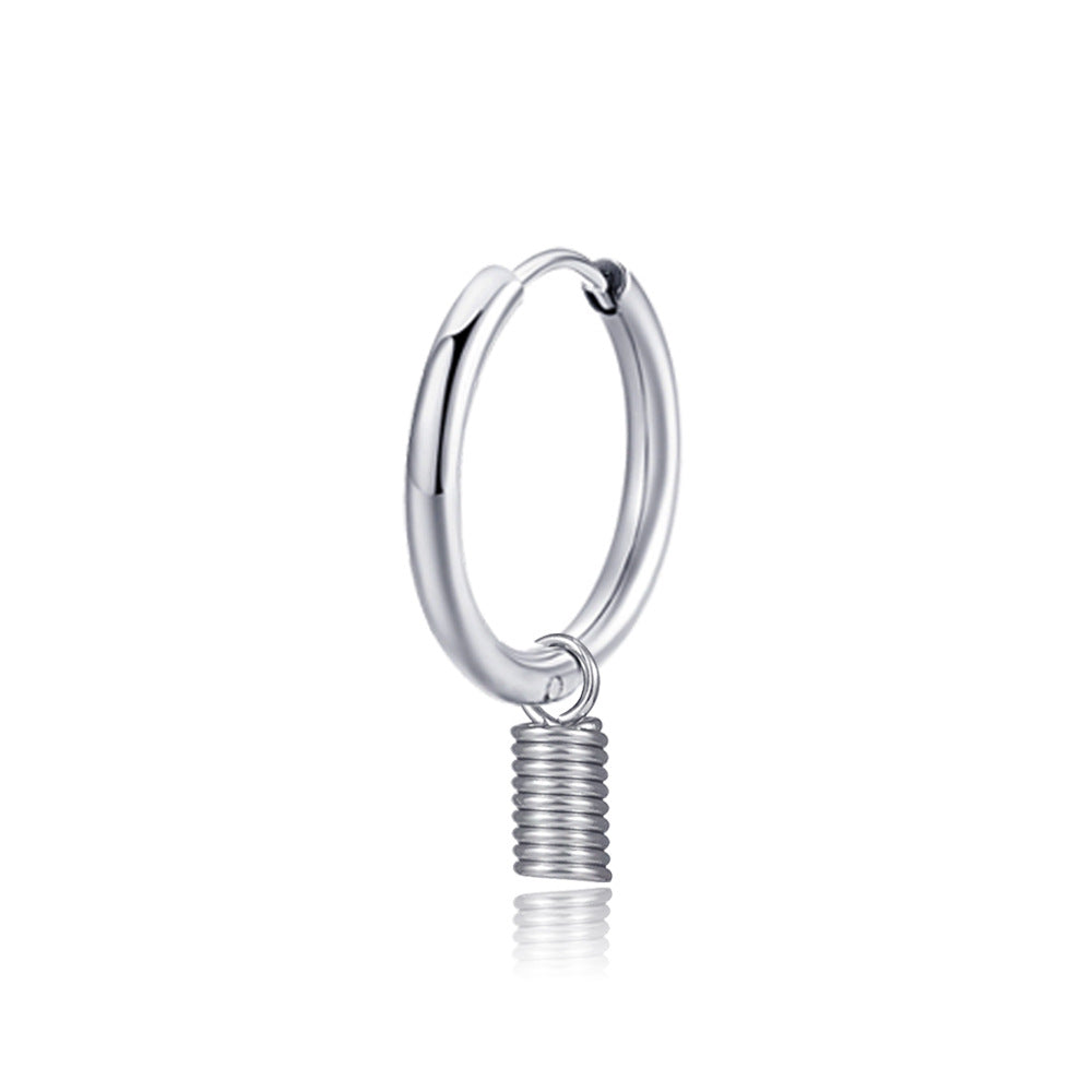 Rockyu メンズピアス フープ シルバー 4連サークル リングピアス 男女兼用 シンプル