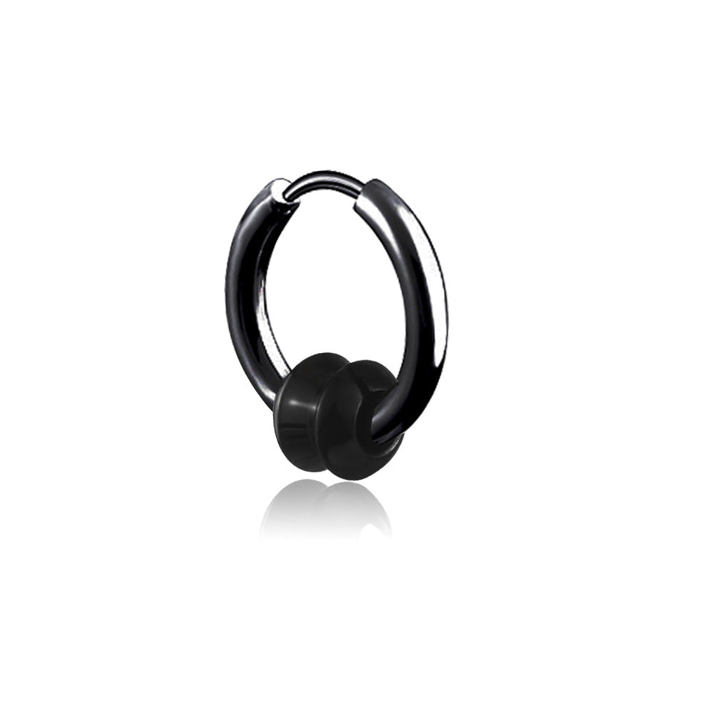 Rockyu メンズピアス フープ シルバー 4連サークル リングピアス 男女兼用 シンプル