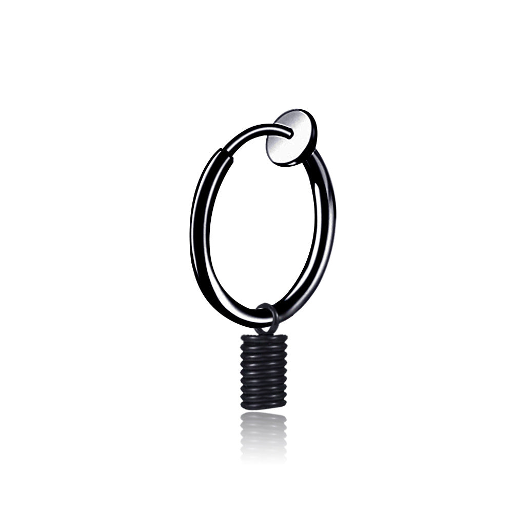 Rockyu メンズピアス フープ シルバー 4連サークル リングピアス 男女兼用 シンプル