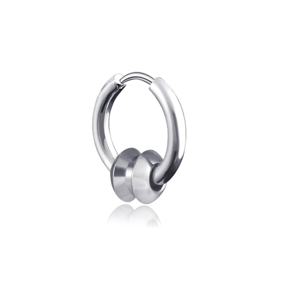 Rockyu メンズピアス フープ シルバー 4連サークル リングピアス 男女兼用 シンプル