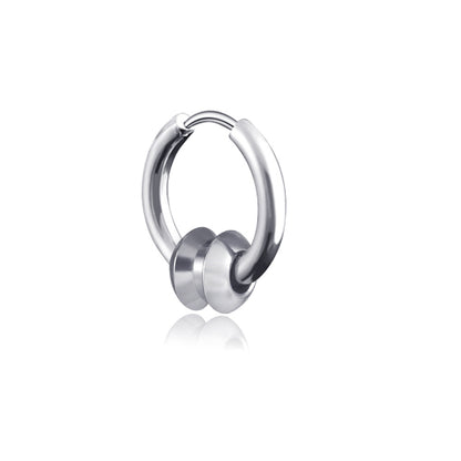 Rockyu メンズピアス フープ シルバー 4連サークル リングピアス 男女兼用 シンプル