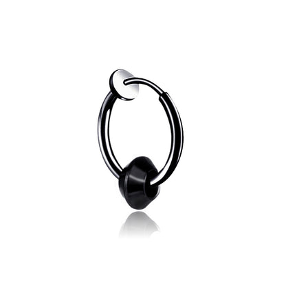 Rockyu メンズピアス フープ シルバー 4連サークル リングピアス 男女兼用 シンプル