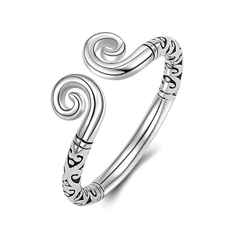 Rockyu 孫悟空モチーフ ペアリング2個セット シルバー925 フリーサイズ 中華風指輪