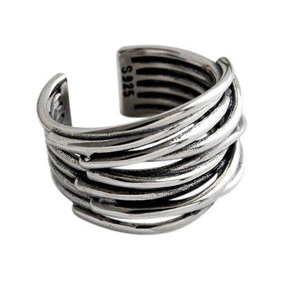 Rockyu シルバー多連チタンリング レディース フリーサイズ おしゃれ指輪