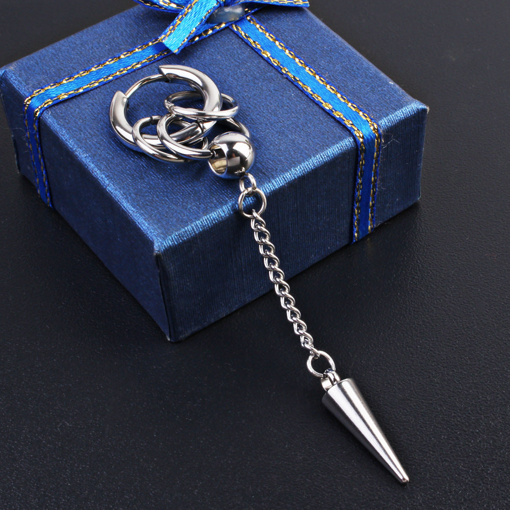 Rockyu チェーンピアス ステンレススチール スパイクフープピアス メンズ レディース兼用