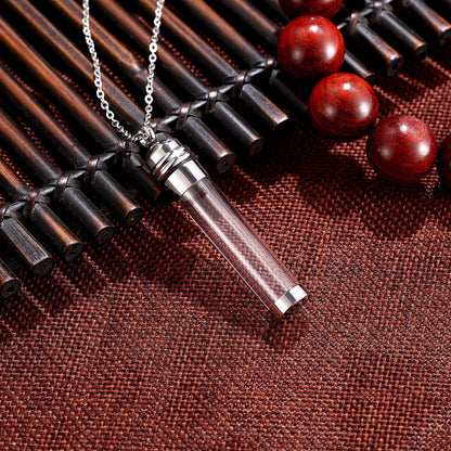 Rockyu メモリアルネックレス ガラス製 香水瓶型ペンダント ステンレス製 遺骨入れ