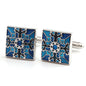 Rockyu カフスボタン メンズ 星模様 ブルー シルバー スクエア 和柄 ステンレス製