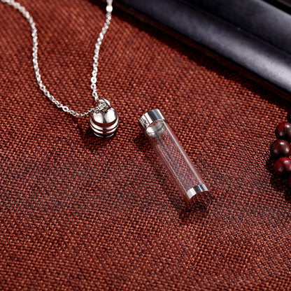 Rockyu メモリアルネックレス ガラス製 香水瓶型ペンダント ステンレス製 遺骨入れ