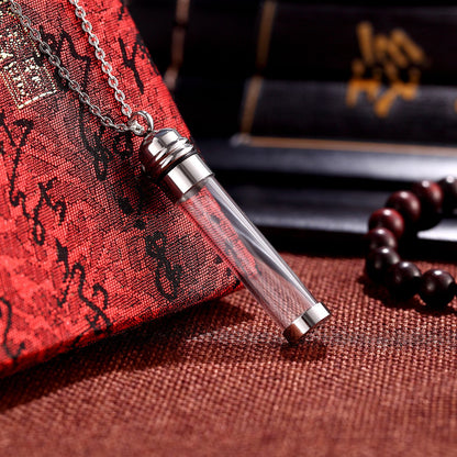 Rockyu メモリアルネックレス ガラス製 香水瓶型ペンダント ステンレス製 遺骨入れ