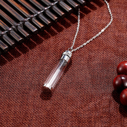 Rockyu メモリアルネックレス ガラス製 香水瓶型ペンダント ステンレス製 遺骨入れ