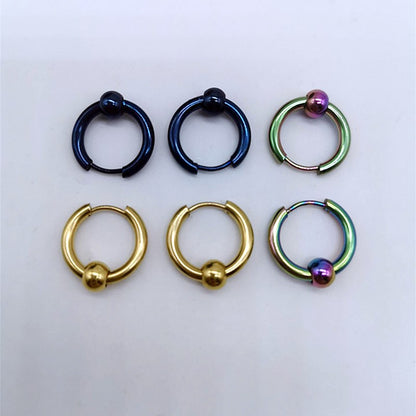 Rockyu メンズピアス フープ 両耳用 17mm リングピアス ステンレス製 シンプル 金属アレルギー対応