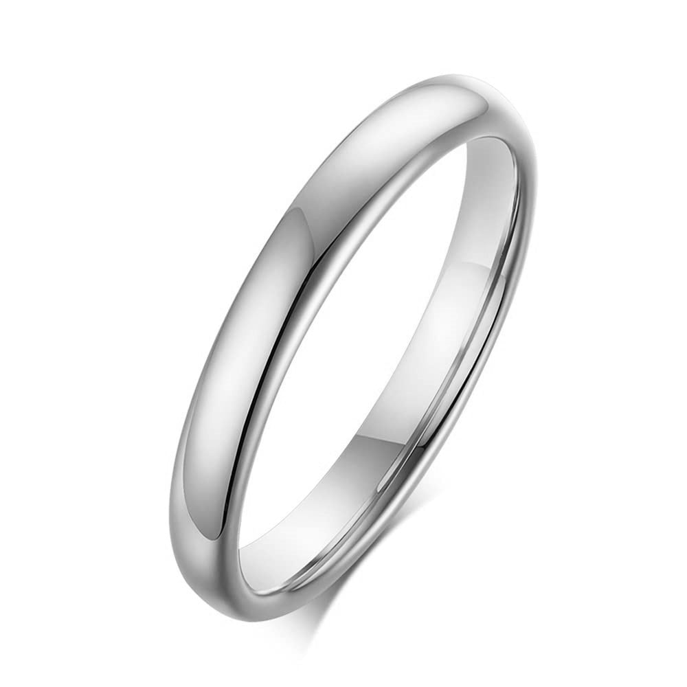 Rockyu クラシック3mmタングステンリング｜シンプル甲丸デザイン 金・銀・ピンクゴールド