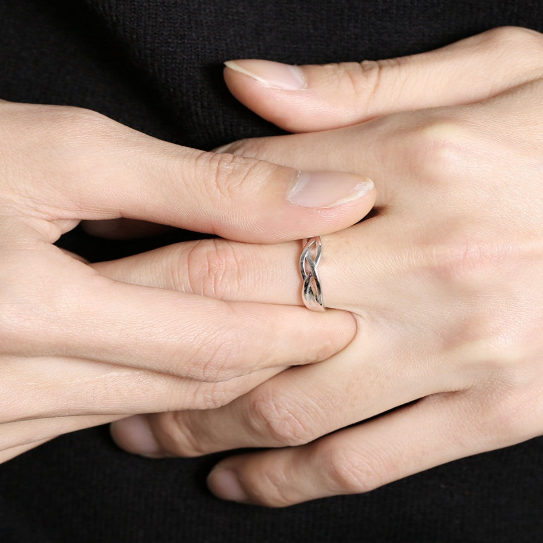 Rockyu 指輪 メンズ フリーサイズ シルバー925 ツイストデザイン シンプルリング