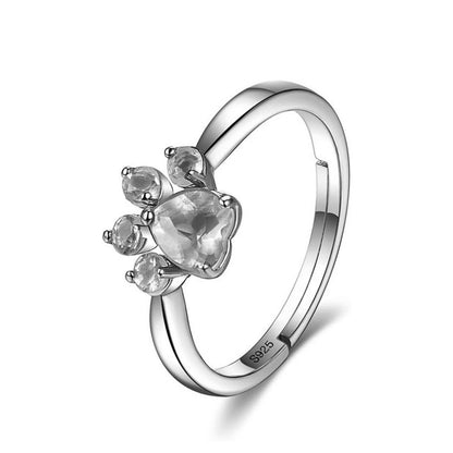 Rockyu 肉球リング レディース シルバー925 天然石 ピンクゴールド フリーサイズ 指輪