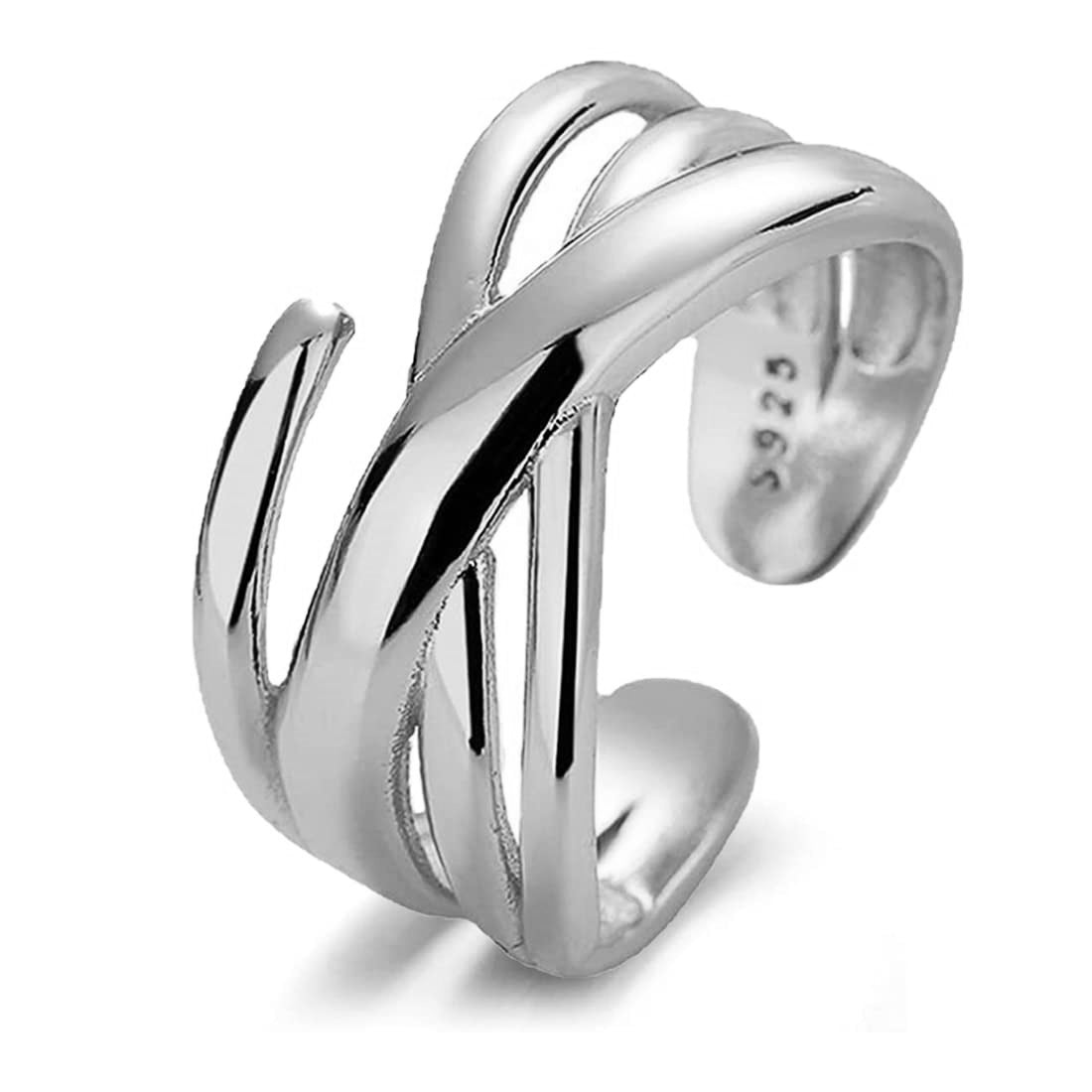 Rockyu リング レディース フリーサイズ 多連クロスデザイン シルバー ゴールド 金属アレルギー対応