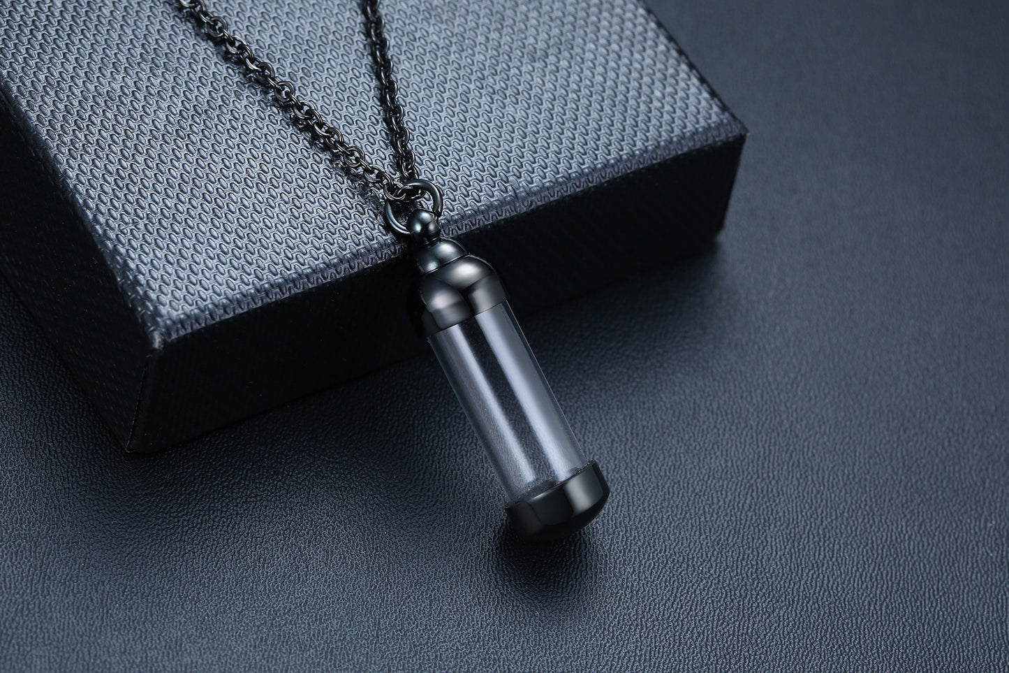 Rockyu カプセルネックレス レディース ステンレス製 ガラス管 香水・薬入れ対応 シルバー・ゴールド・ブラック