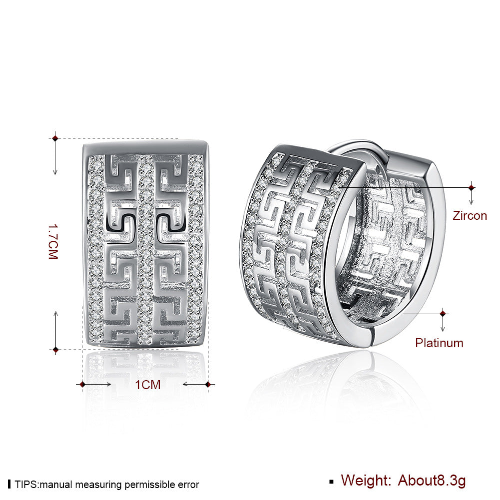 Rockyu ピアス レディース ゴールド ジルコニア 透かし 万里の長城デザイン アンティーク調