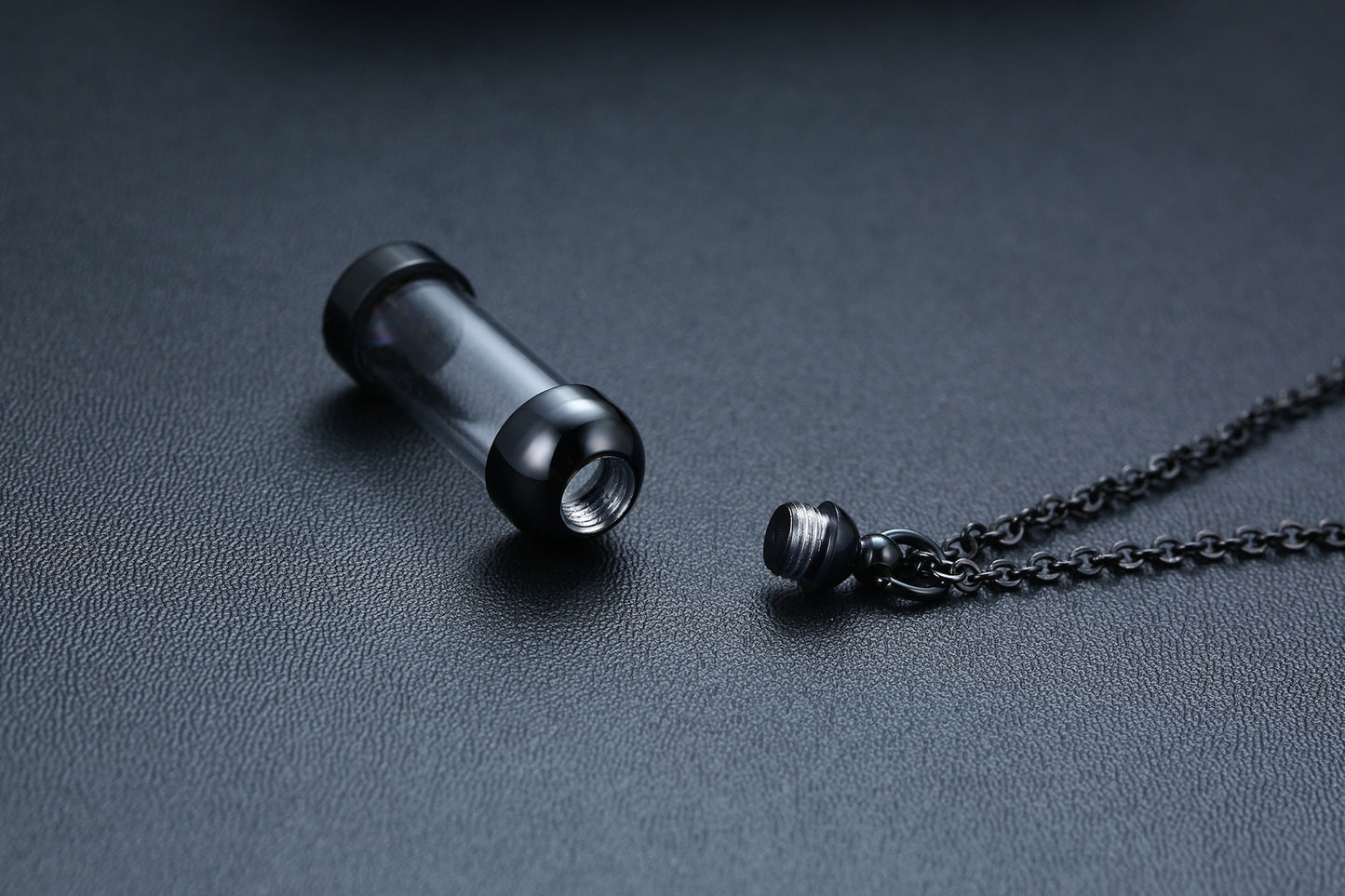 Rockyu カプセルネックレス レディース ステンレス製 ガラス管 香水・薬入れ対応 シルバー・ゴールド・ブラック