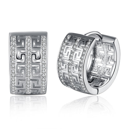 Rockyu ピアス レディース ゴールド ジルコニア 透かし 万里の長城デザイン アンティーク調