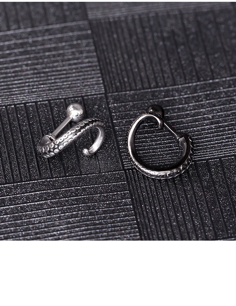 Rockyu ピアス メンズ 片耳 両耳 ステンレス タコ足デザイン シルバー スタッドピアス